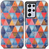 For Samsung Galaxy S21 Ultra 5G Colorful Magnetic Horizontal Flip PU Leather Case with Holder & Card Slot & Wallet(Rhombus Mandala)