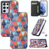 For Samsung Galaxy S21 Ultra 5G Colorful Magnetic Horizontal Flip PU Leather Case with Holder & Card Slot & Wallet(Rhombus Mandala)