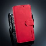 Dg. MING retro olie kant horizontale flip case voor Galaxy S10 Plus  met houder & kaartsleuven & portemonnee (rood)