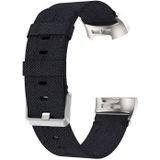 Geweven Vanvas nylon polsband horlogeband voor Fitbit charge 3 (zwart)