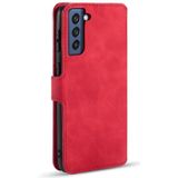 Voor Samsung Galaxy S21 FE DG. MING Retro olie kant horizontale flip lederen geval met houder  kaart slots & portemonnee (rood)
