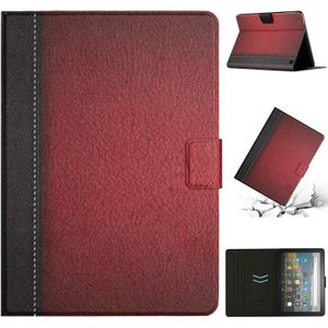 Voor Amazon Kindle Fire HD 10 2021 Stitching Solid Color Smart Leather Tablet Case (Rood)