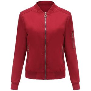 Herfst en winter dunne katoenen ritssluiting casual jas voor vrouwen (kleur: wijn rood maat: XL)