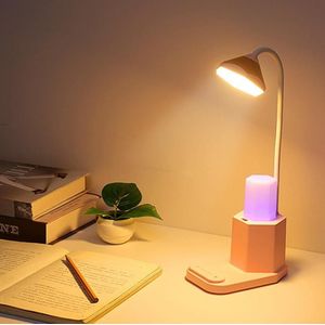 QB-1 multifunctionele potlood tafellamp USB oogbescherming leren bedside leestafel lamp (roze)