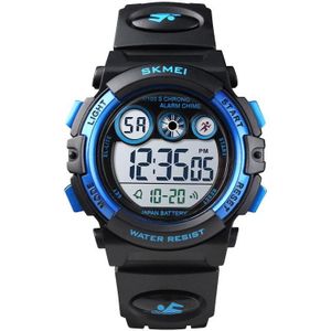 SKMEI 1451 LED Digitale Stopwatch Chronograph Luminous Children Sport Electronic Watch (Black Shell Blue Circle)