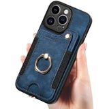 Voor iPhone 11 Pro Max Retro Skin-feel Ring Portemonnee met meerdere kaarten