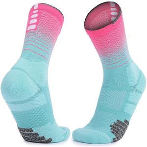 Verdikte High-Top Sports Sokken Antislip Mid-Tube Sokken  Grootte: Gratis grootte (Lake Blue Pink)