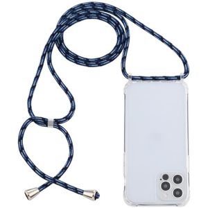 Transparante Acryl Airbag Schokbestendige Telefoon Beschermende Case met Lanyard voor iPhone 13 (Verloopblauw)