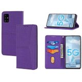 Voor Samsung Galaxy A51 Geweven textuur Stiksels Magnetische Horizontale Flip PU Lederen Case met Houder & Card Slots & Wallet & Lanyard (Purple)