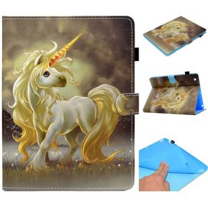 Voor iPad 2 / 3 / 4 Painted Horizontal Flat Leather Case met Sleep Functie & Card Slot & Buckle Anti-skid Strip & Bracket & Wallet(Unicorn)