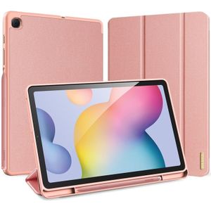 Voor Galaxy Tab S6 Lite 10 4 inch DUX DUCIS Domo-serie horizontale flip magnetische pu-leren behuizing met drievouwende houder & pensleuf (roze)