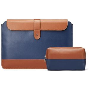 Horizontale Microfiber Kleur Matching Notebook Liner Tas  Stijl: Liner Bag + Power Bag (blauw + bruin)  Toepasselijk model: 11 -12 inch