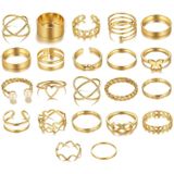 22 stks/set Hart Vlinder Gezamenlijke Open Ring (SKU7161 Goud)