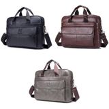 BUFF CAPTAIN 046 Men Leather Briefcase First-Layer Cowhide Computer Handbag(Iron Gray)