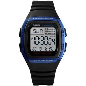 SKMEI 1278 modieuze buiten 50m waterdichte digitale horloge student sport polshorloge ondersteuning 5 groep alarm klokken (blauw)