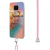 Voor Motorola Moto G Play 2021 Electroplating Pattern IMD TPU Shockproof Case met Neck Lanyard (Dream Chasing Butterfly)