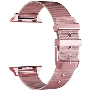 Voor Apple Watch Series 5 & 4 40mm / 3 & 2 & 1 38mm Milanese Stainless Steel Double Buckle Watchband(Rose Gold)