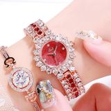 Gedi 52004 Dames Quartz Diamond Armband Horloge (Rose Gold Shell Red Plate)