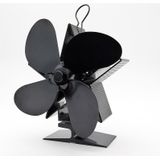 4-Blade aluminium warmte aangedreven open haard kachel fan (zwart)