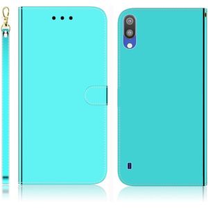 Voor Galaxy A10 / M10 Gemiteerd spiegeloppervlak horizontale flip lederen koffer met houder & kaartsleuven & portemonnee & lanyard(Mint Green)