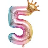 5 STUKS 32-inch gradint kleur kroon digitale ballon kinderen verjaardag decoratie film ballon (nummer 5)