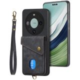 Voor Huawei Mate 60 Pro Retro Card Wallet Fold Leather Phone Case met riem