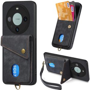 Voor Huawei Mate 60 Pro Retro Card Wallet Fold Leather Phone Case met riem