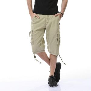 Zomer Multi-pocket Solid Color Loose Casual Cargo Shorts voor mannen (Kleur: Khaki Maat: 34)