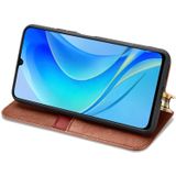 Voor Huawei Nova Y70 Cubic Grid Pressed Magnetic Leather Phone Case (Bruin)