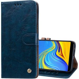 Business stijl olie Wax textuur horizontale Flip lederen case voor Galaxy J6 PLUS  met houder & kaartsleuven & portemonnee (blauw)