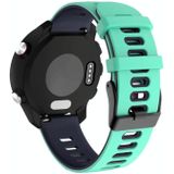 22mm voor Garmin VivoActive 4 / Venu 2 Universele Tweekleurige Siliconen Vervanging Strap Horlogeband (groen blauw)