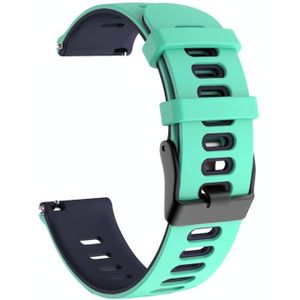 22mm voor Garmin VivoActive 4 / Venu 2 Universele Tweekleurige Siliconen Vervanging Strap Horlogeband (groen blauw)