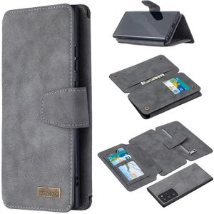 Voor Samsung Galaxy Note20 Ultra Afneembaar Frosted Magnetic Horizontal Flip PU Lederen case met kaartslots & houder & ritsportemonnee & fotoframe(grijs)