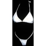 Polyester Effen Kleur Reflecterende Bikini Strappy Split Badpak voor Dames (Kleur: Grijs Maat: XS)