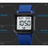 SKMEI 1894 vierkant sport waterdicht student eenvoudig multifunctioneel lichtgevend horloge (blauw witte machine)