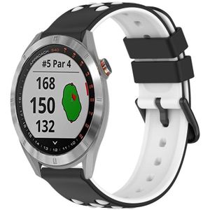 Voor Garmin Approach S40 20 mm tweekleurige poreuze siliconen horlogeband (zwart + wit)