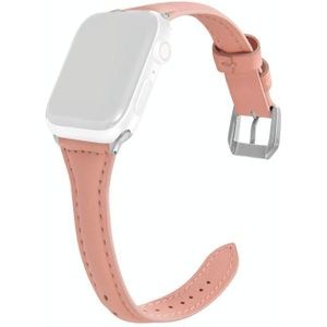 Universele T-vormige dunne lederen horlogeband voor Apple Watch Series 6  SE & 5 & 4 44 mm / 3  2 en 1 42 mm (roze)