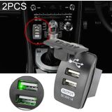 2 PCS-schakelaar Type Dual USB 3.1A autolader 12-24V (groen licht)