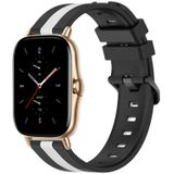 Voor Amazfit GTS 2 20 mm verticale tweekleurige siliconen horlogeband (zwart + wit)