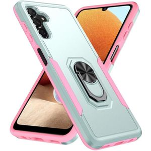 Voor Samsung Galaxy A13 5G Pioneer Armor Heavy Duty PC + TPU Houder Phone Case (groen + roze)