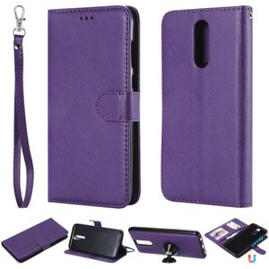 Voor Huawei Mate 10 Lite Solid Color Horizontal Flip Protective Case met Holder & Card Slots & Wallet & Photo Frame & Lanyard(Purple)