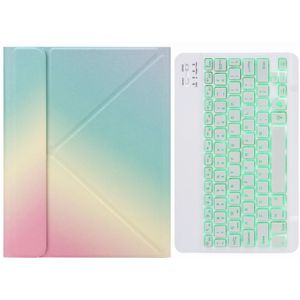 H-109S Monochrome Backlight Bluetooth Toetsenbord Lederen Case met Drie-voudige Houder voor Ipad Pro 11 Inch 2021 & 2020 & 2018 / Air 2020 10.9 (Rainbow)