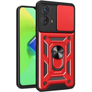 Voor Motorola Moto G73 5G Sliding Camera Cover Design TPU+PC Phone Case (Rood)