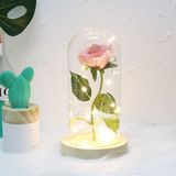 Simulatie rozen lichten glazen cover decoraties ambachten valentines dag geschenken (roze)
