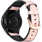 Voor het toepassen van Samsung Galaxy Watch Active 22mm leer en siliconen sport band (roze)