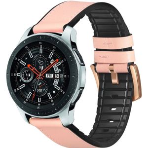 Voor het toepassen van Samsung Galaxy Watch Active 22mm leer en siliconen sport band (roze)