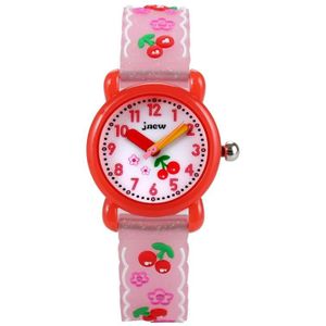 JNEW A335-86236 Kinderen Leuke Cartoon Cherry Waterdicht 3D Siliconen Quartz horloge