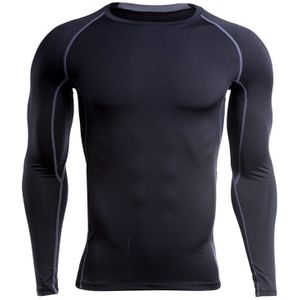 SIGETU Heren Quick-drying Sportkleding met lange mouwen (kleur:zwartgrijs formaat:XL)