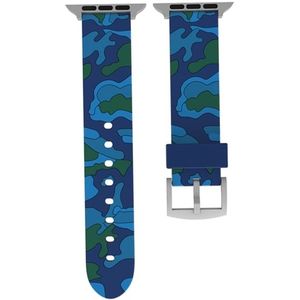 Voor Apple Watch serie 3 & 2 & 1 38mm Fashion Camouflage patroon siliconen horloge Strap(Blue)