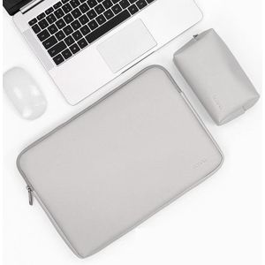 BAONA BN-Q001 PU lederen laptoptas  kleur: grijs + power tas  maat: 15 / 15 6 inch